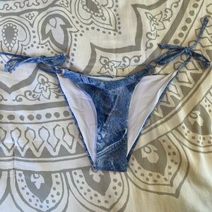 Denim Pattern O Ring Tie Sides Bikini Bottoms